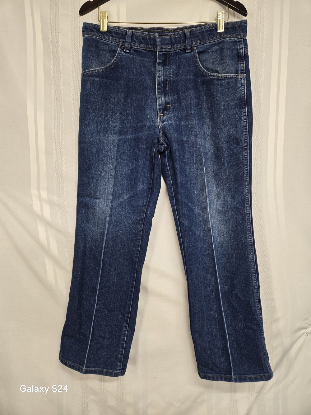 Men's Bootcut Jeans in Dark Blue Denim Size 34x29